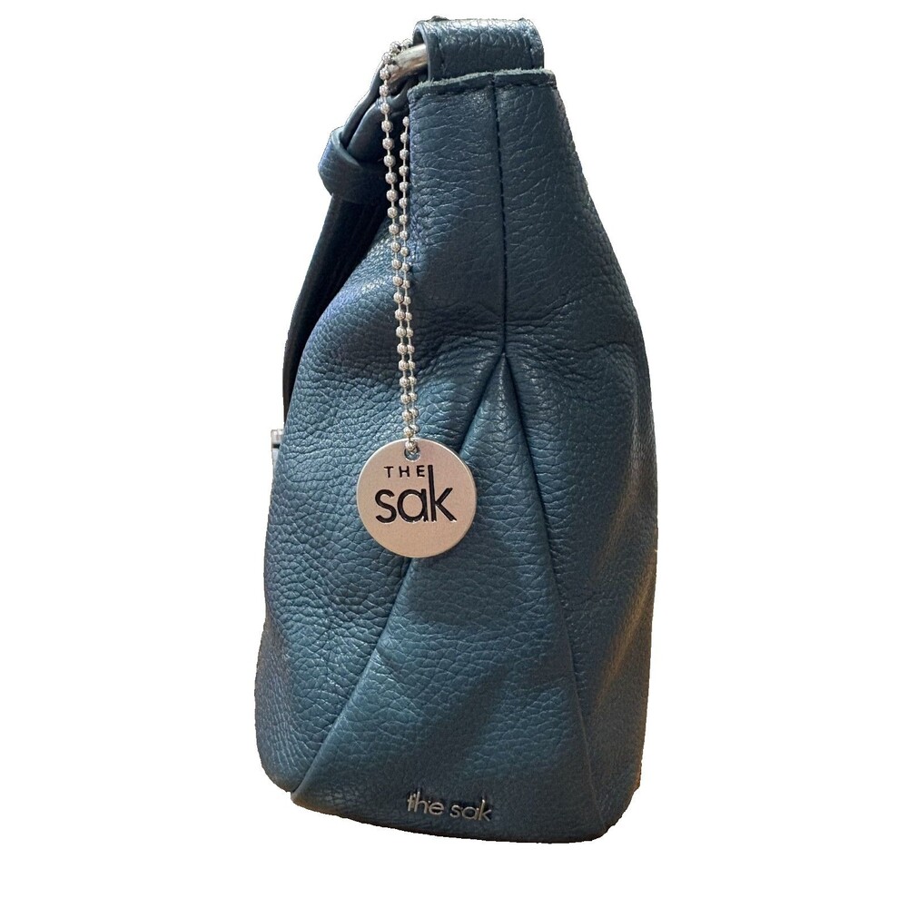 The Sak Women's Hobo Shoulder Bag Dark Teal Green Pebbled Leather Zip Closure - Picture 8 of 13